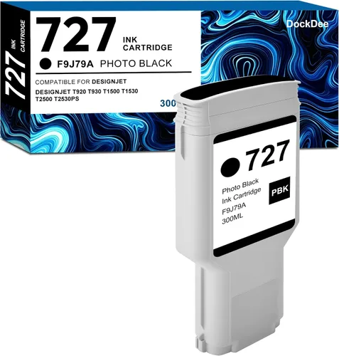 727 | F9J79A | Cartucho de tinta negro fotográfico de 10.1 fl oz, compatible con impresora HP T920 T930 T1500 T1530 T2500 T2530 Series (paquete de 1)