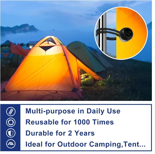 Miniatura 4 de Bolas elásticas de 9 pulgadas, 50 unidades de lona con bolas resistentes para camping, refugio, carga, cables de sujeción, postes de tienda