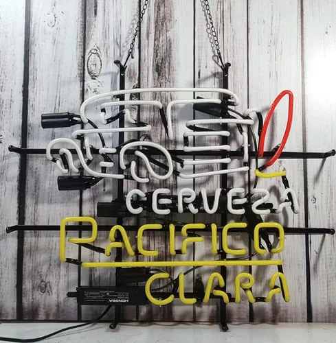 Miniatura 3 de Letreros de neón hechos a mano de tubo de cristal real Beer Pacifico Clara Cerveza Woodie Wagon para decoración de pared de hogar, bar, cueva