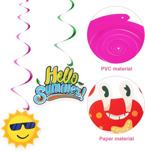 Miniatura 7 de Abaodam 10 piezas de remolinos colgantes para fiesta de verano en la piscina, decoración de fiesta de cumpleaños temática de playa, 10