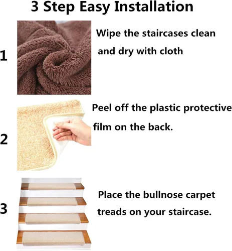 Miniatura 6 de Alfombras para Escalones – Alfombras Antideslizantes con Borde Redondeado para Escaleras – Almohadillas para Escaleras Interiores – Autoadhesivas