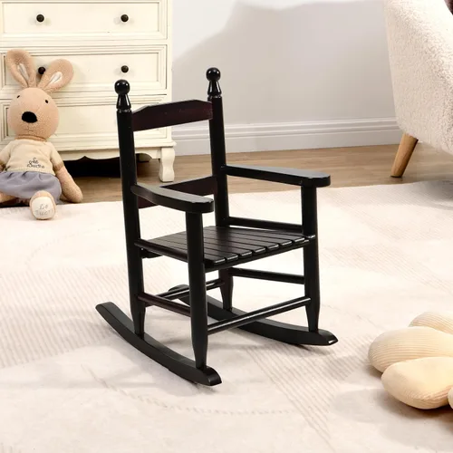 Miniatura 9 de Mecedora para niños, mecedora para niños, mecedora para niños pequeños, mecedora de porche con construcción clásica de madera dura, para guardería