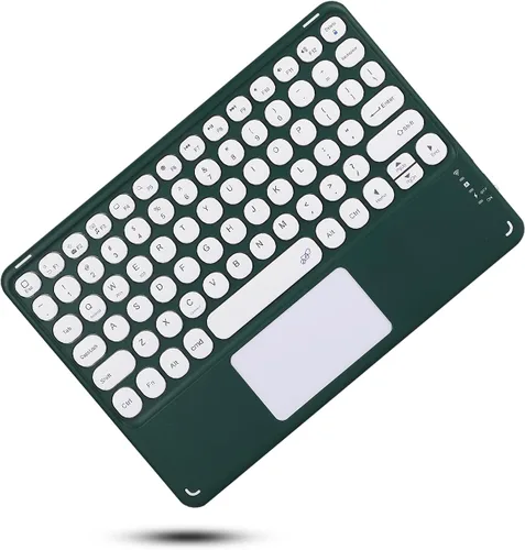 Miniatura 9 de Funda de teclado para Samsung Galaxy Tab A8 de 10.5 pulgadas 2022, teclado táctil de tecla redonda, teclado inalámbrico desmontable magnético Azul