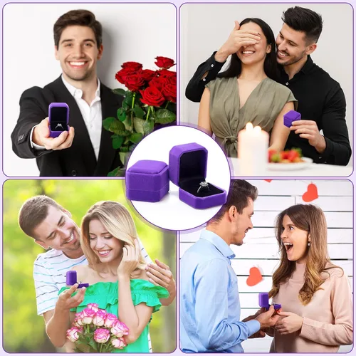 Miniatura 33 de Laumoi Caja de terciopelo para anillos de 36 piezas para ceremonia de boda, cajas de joyería de compromiso, estuche de exhibición para anillos