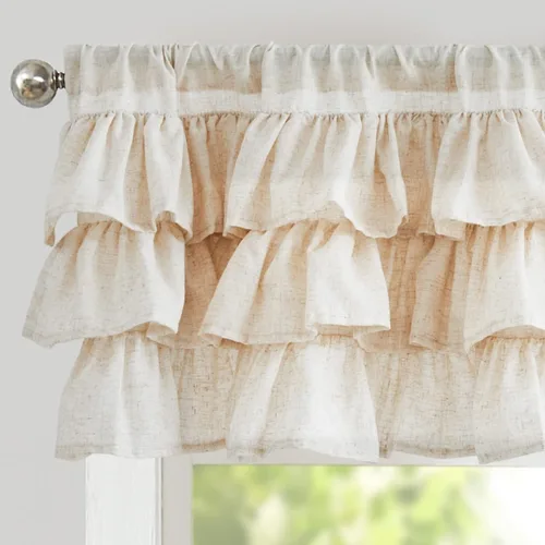 Miniatura 15 de jinchan - Cenefa de lino con borde de encaje, cenefa rústica de estilo granja para ventana de 16 pulgadas, tratamiento para ventana pequeña