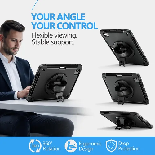 Miniatura 3 de Funda para iPad Pro 11 M5 2025/M4 2024: Funda protectora para iPad Pro de 11 pulgadas 5ª generación con protector de pantalla, soporte, asa y correa