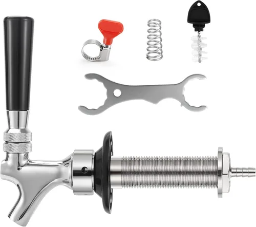 Kit de vástago de grifo de cerveza de barril de barril de 4-1/8 pulgadas, grifo de cerveza con núcleo de acero inoxidable con cuerpo de latón, sin