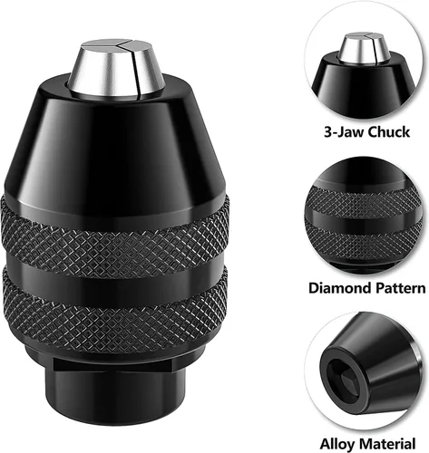 Miniatura 3 de Paquete de 2 mandriles sin llave, de 1/32" a 1/8" pulgadas de repuesto 4486 mandril de broca sin llave vástago herramienta giratoria kit adaptador