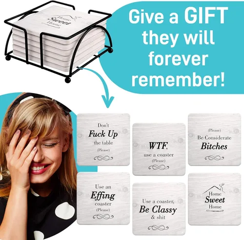 Miniatura 2 de Regalos de Elefante Blanco para Adultos, Divertidos Posavasos de Secret Santa con Soporte, Rellenos de Calcetín de Navidad para Hombres y Mujeres