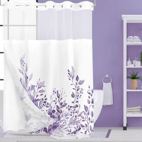 Miniatura 125 de Tititex Spun Sugar - Juego de cortinas de ducha de eucalipto azul claro, hojas de acuarela brillantes en la parte superior, decoración floral
