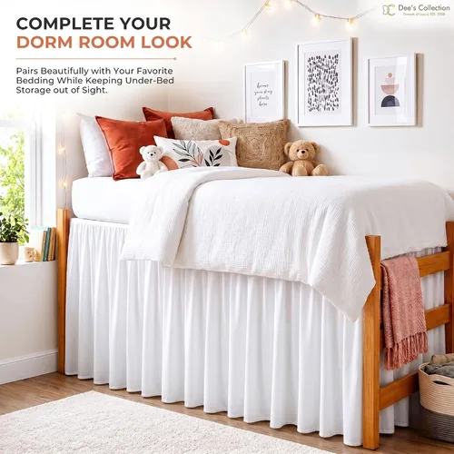 Miniatura 8 de Twin XL 28" Drop Extra Long BedSkirt, Premium Brushed Microfiber Tailored Drop, Put On Elastic Wrap Around Long Dust Ruffle, Split Corner, Bedroom