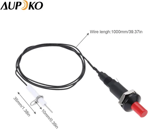 Miniatura 5 de Aupoko 2 juegos de encendido piezoeléctrico por chispa con cable de botón encendedor, tipo de 1 salida 2 electrodos de 200 grados de alambre