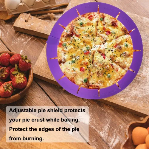 Protector ajustable de corteza de tarta, protector de borde de pastel, herramientas redondas de silicona para hornear pasteles pizza, sin BPA para