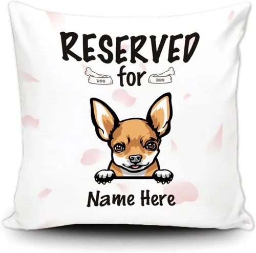 Miniatura 22 de Funda de almohada personalizada reservada para el perro, Cavalier King Charles Spaniel cachorro, funda de almohada de lona blanca para decoración