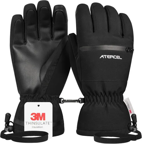 ATERCEL Guantes de esquí impermeables, guantes Thinsulate cálidos 3M, pantalla táctil, ideales para hombres y mujeres en esquí, snowboard, motos de