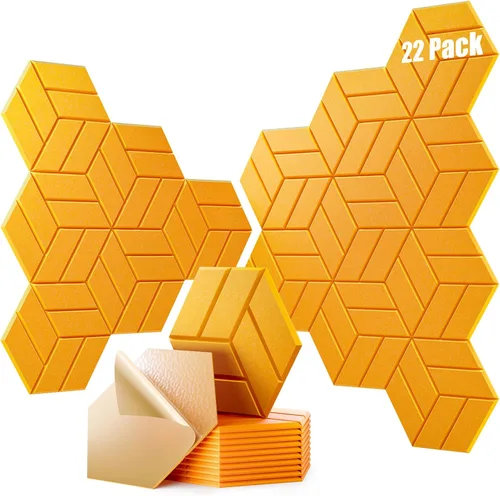 Miniatura 17 de 12 paneles acústicos autoadhesivos, paneles de espuma a prueba de sonido de 12 x 10 x 0.4 pulgadas para paredes, paneles de pared hexagonales Negro