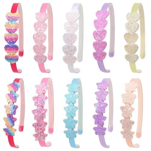 Diademas para niñas, 10 unidades, diadema brillante para bebé, bandas para el cabello con purpurina, bandas coloridas para la cabeza para niñas,