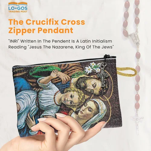 Miniatura 68 de Bolsa de rosario católico, estuche de rosario de bautismo para niños con números 6:24-26, versículo de la Biblia, 4 x 6 pulgadas, joyería y monedero
