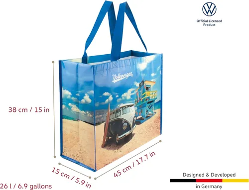 Miniatura 4 de BRISA VW Collection - Bolsa de compras de poliéster reutilizable Volkswagen con motivo de autocaravana T1