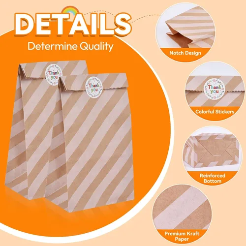 Miniatura 3 de Elvielsl Paquete de 40 bolsas de papel para fiesta, bolsas de papel marrón, bolsa de papel de estraza para regalo, bolsa de regalo pequeña con 48