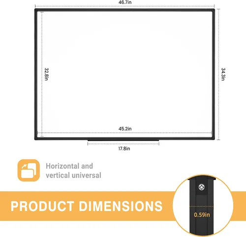 Miniatura 3 de Pizarra blanca magnética de borrado en seco - Pizarra blanca de 46 x 33 pulgadas para pared - Pizarra de pared montada grande de 4 x 3 con marco