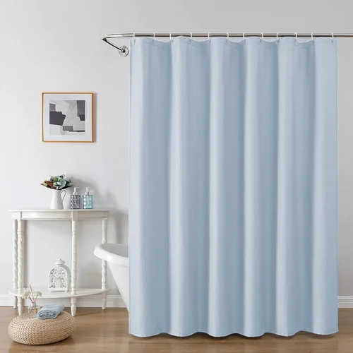 Miniatura 67 de OWENIE Cortina de ducha blanca para baño, 96 pulgadas, extra larga, elegante cortina de ducha de tela texturizada en relieve 3D, repelente al agua