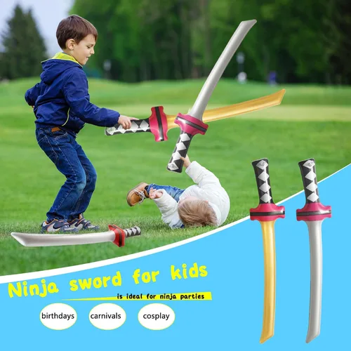Miniatura 5 de Paquete de 24 espadas inflables ninja inflables, espadas Samurái, Katana inflable, para niñas y niños, temática de cumpleaños, recuerdos de fiesta