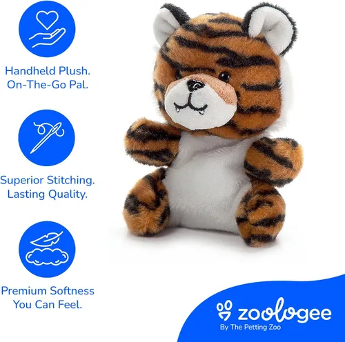 Miniatura 4 de The Petting Zoo Peluche de tigre, regalos para niños, animales de vida silvestre Nuggetz, juguete de peluche de tigre a rayas naranjas, 6 pulgadas