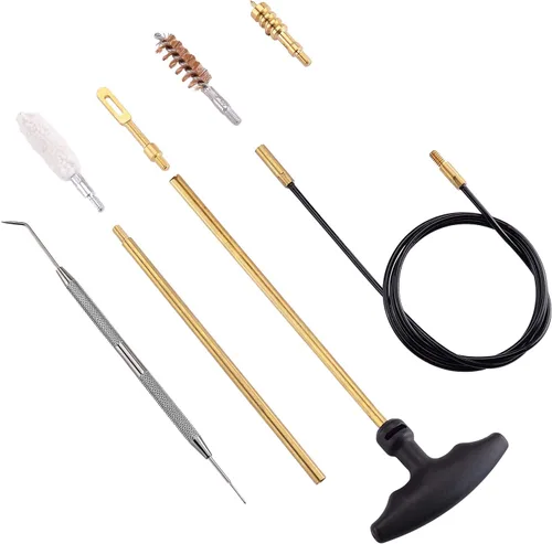 Miniatura 3 de Raiseek Kit de limpieza de pistola de calibre .357 Kit de limpieza de pistola de 0.354 in Kit de limpieza de pistola, cepillo y mordaza Negro