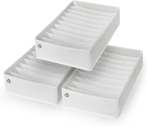 Miniatura 10 de Organizador de cajones de ropa, juego de 3 organizadores multiusos para cajones de aparador para adultos y niños, armario plegable 10 celdas por