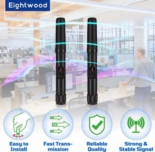 Miniatura 7 de Eightwood Antena WiFi pequeña de doble banda 2.4 GHz 5 GHz RP-SMA antena 2 unids para PC computadora de escritorio tarjeta PCIe Router WiFi cámara