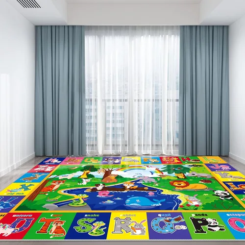 Miniatura 9 de Alfombra de juego para bebé para piso, alfombra de gateo de 6 pies 7 pulgadas x 9 pies, alfombra de juego para bebés de superficie suave, no tóxica