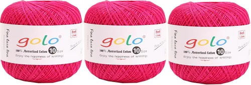 Miniatura 108 de Golo - Bolas de hilo para crochet de algodón tamaño 10, color algodón para crochet D-Fresa D078-fresa