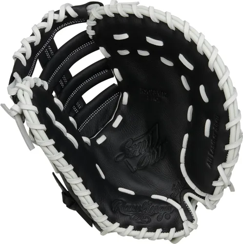 Miniatura 3 de Rawlings Guante de sóftbol juvenil Shut Out Negro/Blanco Web de barra doble de poste único
