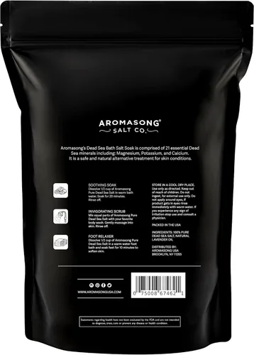 Miniatura 8 de Aromasong Sal pura del mar muerto para remojar con lavanda 100 % natural, 14 onzas, sal de baño de spa de grano fino, exfoliante de lavado corporal