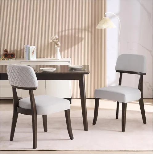 Miniatura 26 de adochr Sillas de comedor de terciopelo con brazos, sillas de comedor tapizadas con patas de madera dura y respaldo curvado abierto, sillas de cocina