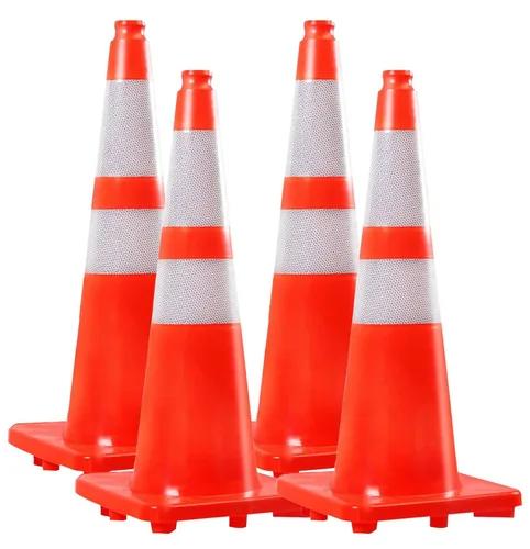 Miniatura 8 de BESEA Conos de tráfico de 12 pulgadas, conos de entrenamiento de fútbol, cono de estacionamiento de carretera con collar altamente reflectante de 4