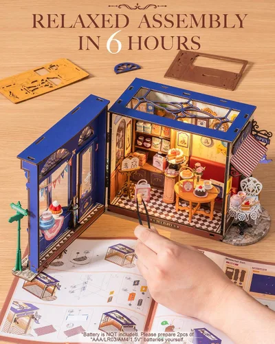 Miniatura 4 de Rolife - Kit de bricolaje de casa de muñecas en miniatura 1:18 Salón de té eduardiano con fachada abatible, kit de modelo de diorama