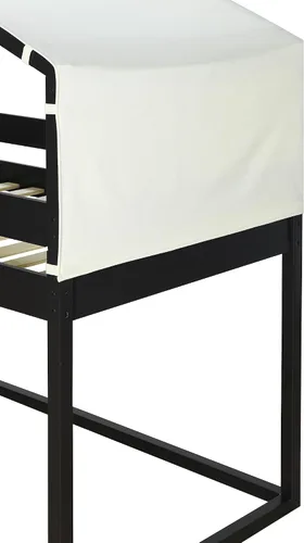 Miniatura 7 de P PURLOVE Litera individual sobre individual con tienda de campaña, litera de madera con diseño de techo, cama de casa de juegos para niños, niñas