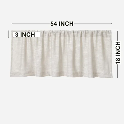 Miniatura 7 de Cenefas de cocina para ventanas, modernas, de lino y algodón, decoración rústica para baño, decoración bohemia (54 x 18 pulgadas, natural)