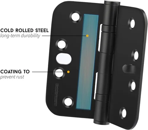 Miniatura 3 de goldenwarm Paquete de 6 bisagras de seguridad con rodamientos de bolas para puertas exteriores e interiores, bisagras de acero inoxidable negro mate