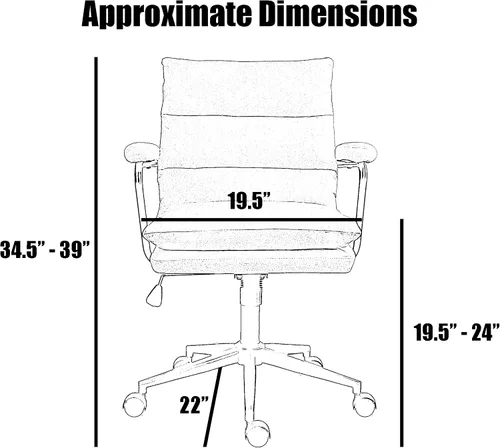 Miniatura 3 de 2xhome Juego de 2 modernas sillas de oficina con respaldo medio, asiento y respaldo acolchados Silla de dibujo tapizada de tela suave Diseño
