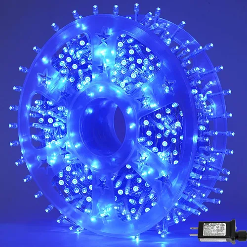 Miniatura 35 de QITONG Tira de luces rojas y verdes para exteriores, 165 pies, 500 luces LED de alambre transparente de Navidad para interiores, 8 modos de luz