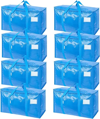 Miniatura 44 de TICONN Paquete de 2 bolsas de mudanza extra grandes resistentes con cremalleras y asas de transporte, bolsas de almacenamiento duraderas