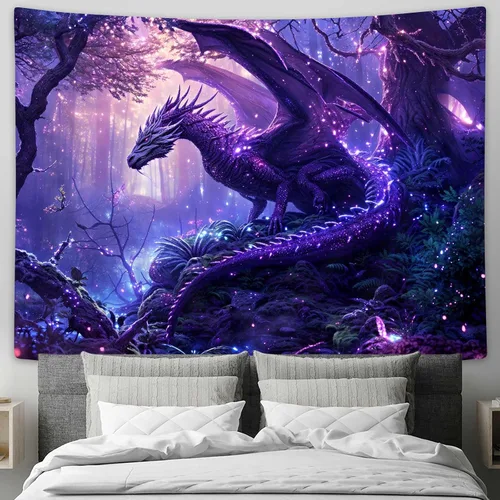 Miniatura 11 de MERCHR Tapiz de bosque natural, tapiz para colgar en la pared, diseño de animales de tigre, paisaje, paisaje, para dormitorio, sala de estar