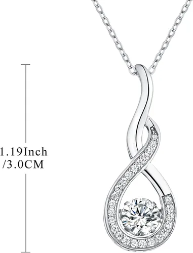 Miniatura 6 de JO WISDOM Infinity Collares, plata de ley 925, circonita cúbica, nudo infinito, con colgante de diamante bailando, joyería de piedra de nacimiento