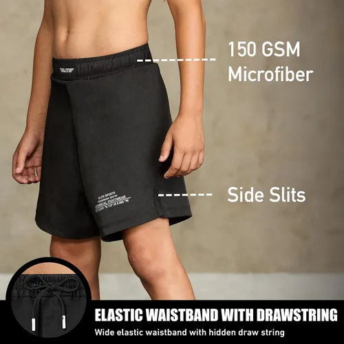 Miniatura 2 de Elite Sports Pantalones cortos de entrenamiento para niños MMA BJJ No GI UFC, pantalones cortos deportivos para niños y niñas, pantalones cortos