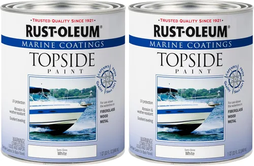 Rust-Oleum 207000 Pintura para revestimiento de cubierta marina, cuarto de galón, color blanco semibrillante 32 onzas líquidas (paquete de 2)