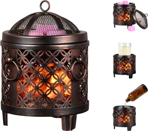 Calentador eléctrico de cera 4 en 1 para chimenea, moneda de cobre vintage, sin llama, para cubos de cera perfumada y aceite de fragancia,