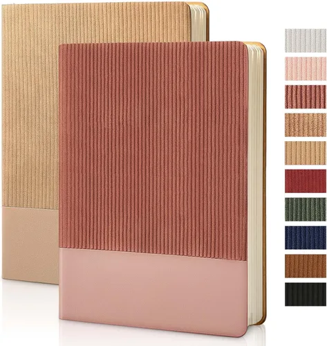 Miniatura 46 de Cuaderno con Líneas para Trabajo, Cuaderno de Notas con Rayas Universitarias 5.79"x8.27" A5 Cuero PU para Escritura Diaria 216 Páginas para Mujeres